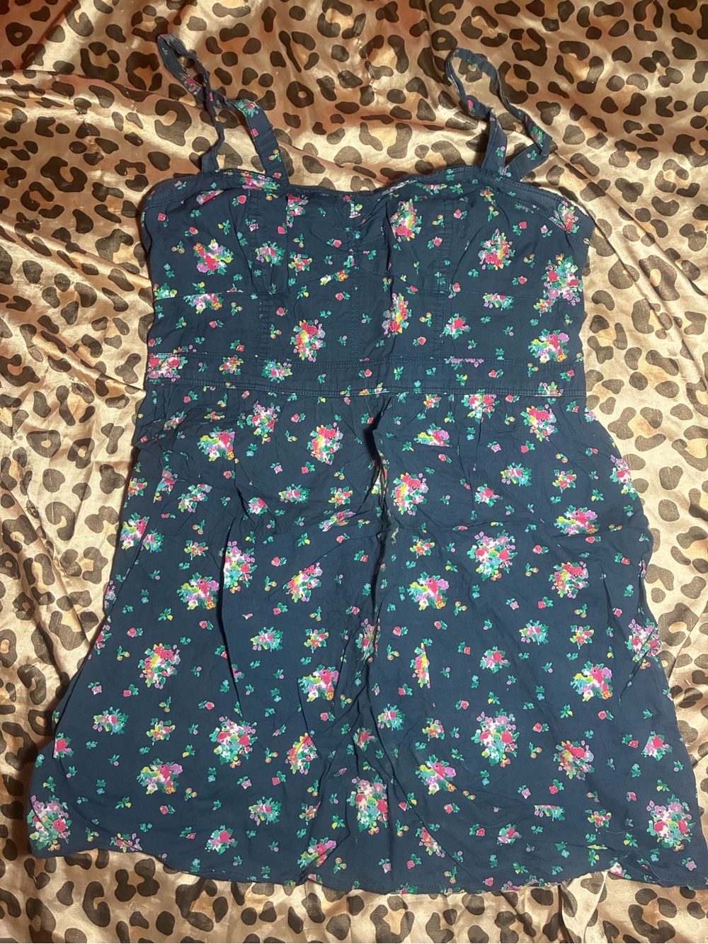 ⭒ american eagle navy blue floral spring dress